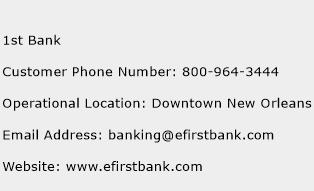 1st Bank Phone Number Customer Service
