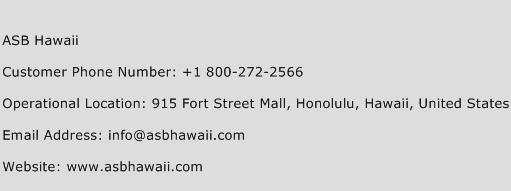 ASB Hawaii Phone Number Customer Service