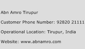 Abn Amro Tirupur Phone Number Customer Service