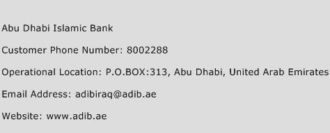 Abu Dhabi Islamic Bank Phone Number Customer Service