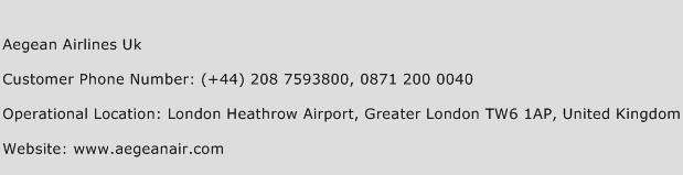 Aegean Airlines UK Phone Number Customer Service