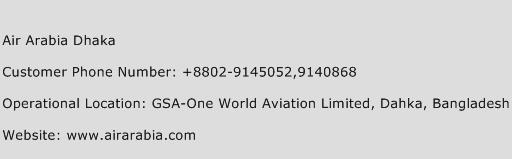 Air Arabia Dhaka Phone Number Customer Service