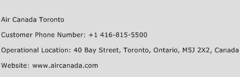 Air Canada Toronto Phone Number Customer Service
