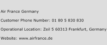 Air France Germany Phone Number Customer Service