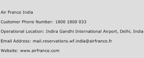 Air France India Phone Number Customer Service