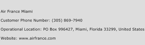 Air France Miami Phone Number Customer Service