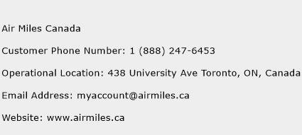 Air Miles Canada Phone Number Customer Service