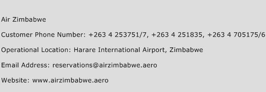Air Zimbabwe Phone Number Customer Service