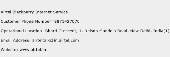Airtel Blackberry Internet Service Phone Number Customer Service