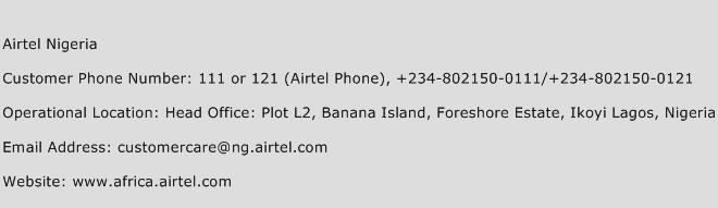 Airtel Nigeria Phone Number Customer Service