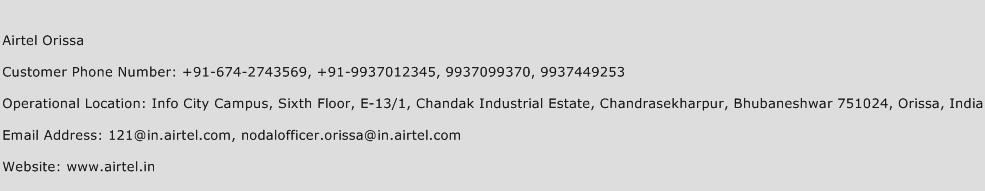 Airtel Orissa Phone Number Customer Service