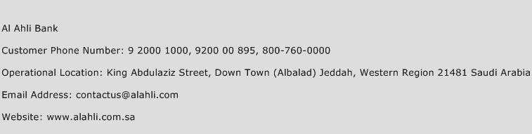 Al Ahli Bank Phone Number Customer Service