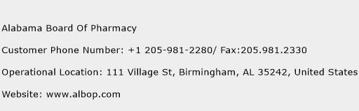 Alabama Board Of Pharmacy Phone Number Customer Service