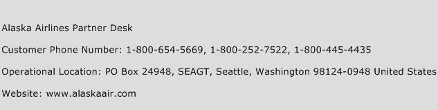 Alaska Airlines Partner Desk Phone Number Customer Service