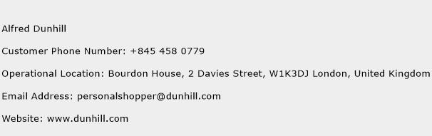 Alfred Dunhill Phone Number Customer Service