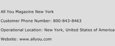 All You Magazine New York Phone Number Customer Service
