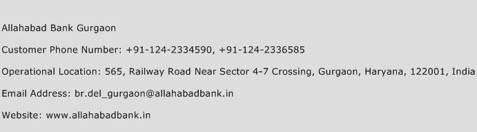 Allahabad Bank Gurgaon Phone Number Customer Service