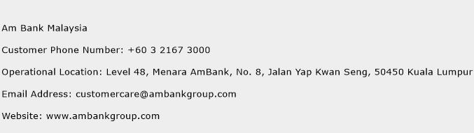 Am Bank Malaysia Phone Number Customer Service