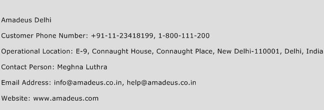 Amadeus Delhi Phone Number Customer Service