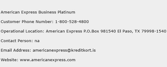 American Express Business Platinum Phone Number Customer Service