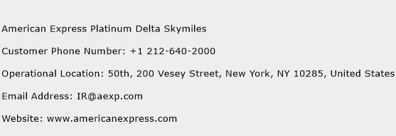 American Express Platinum Delta Skymiles Phone Number Customer Service