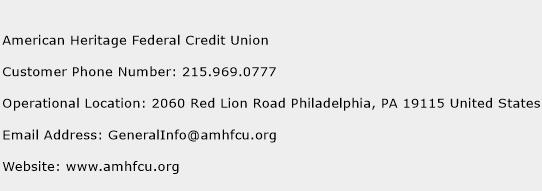 American Heritage Federal Credit Union Phone Number Customer Service