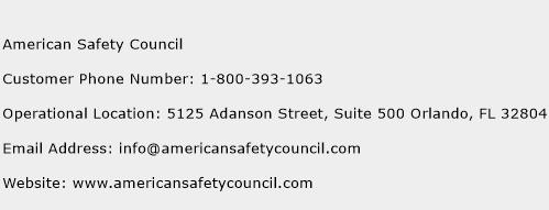American Safety Council Phone Number Customer Service