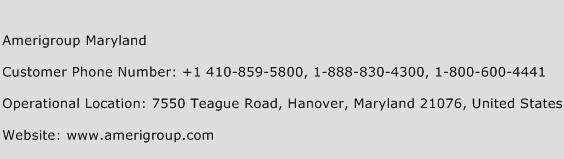 Amerigroup Maryland Phone Number Customer Service