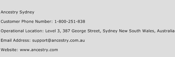 Ancestry Sydney Phone Number Customer Service