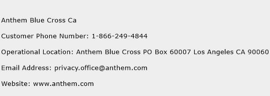 Anthem Blue Cross Ca Phone Number Customer Service