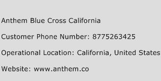 Anthem Blue Cross California Phone Number Customer Service