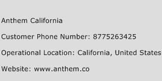 Anthem California Phone Number Customer Service