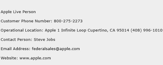 Apple Live Person Phone Number Customer Service