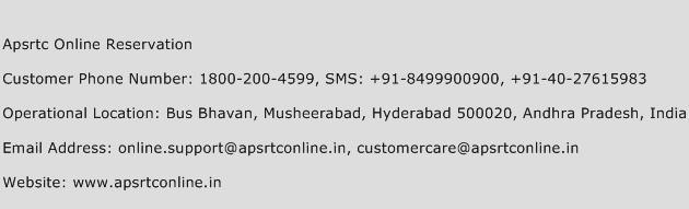 Apsrtc Online Reservation Phone Number Customer Service