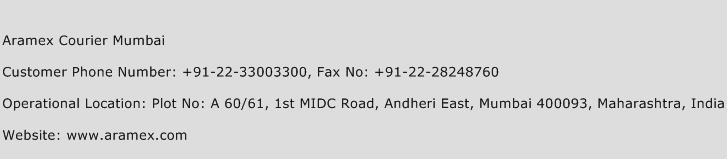 Aramex Courier Mumbai Phone Number Customer Service