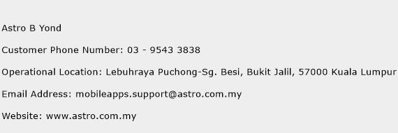 Astro B Yond Phone Number Customer Service