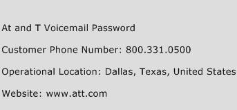 At and T Voicemail Password Phone Number Customer Service