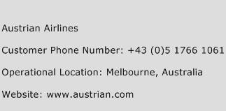 Austrian Airlines Phone Number Customer Service