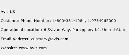 Avis UK Phone Number Customer Service