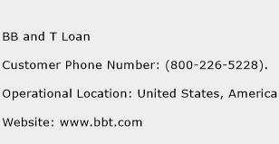 BB and T Loan Phone Number Customer Service