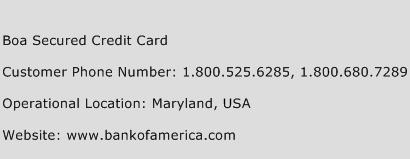 BOA Secured Credit Card Phone Number Customer Service