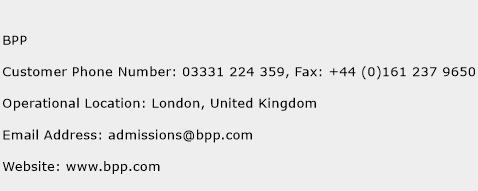 BPP Phone Number Customer Service