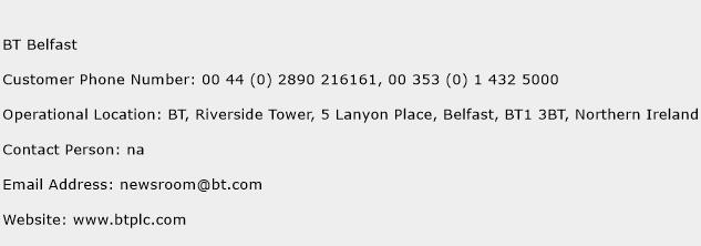 BT Belfast Phone Number Customer Service