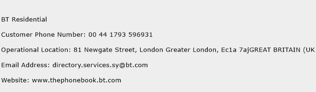 BT Residential Phone Number Customer Service