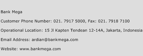 Bank Mega Phone Number Customer Service