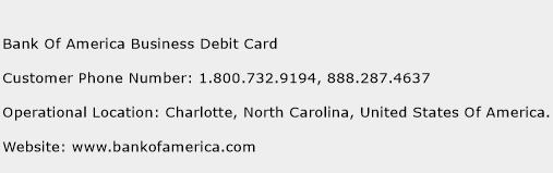 Bank Of America Business Debit Card Phone Number Customer Service