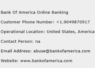 Bank Of America Online Banking Phone Number Customer Service