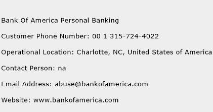 Bank Of America Personal Banking Phone Number Customer Service