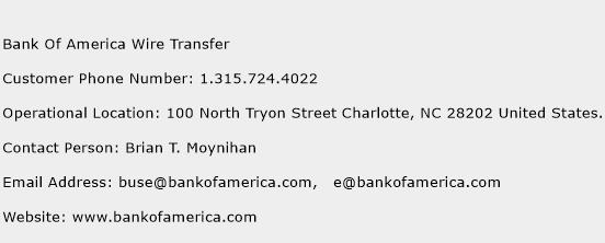 Bank Of America Wire Transfer Phone Number Customer Service