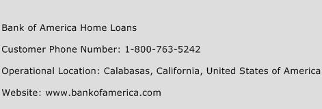 Bank of America Home Loans Phone Number Customer Service